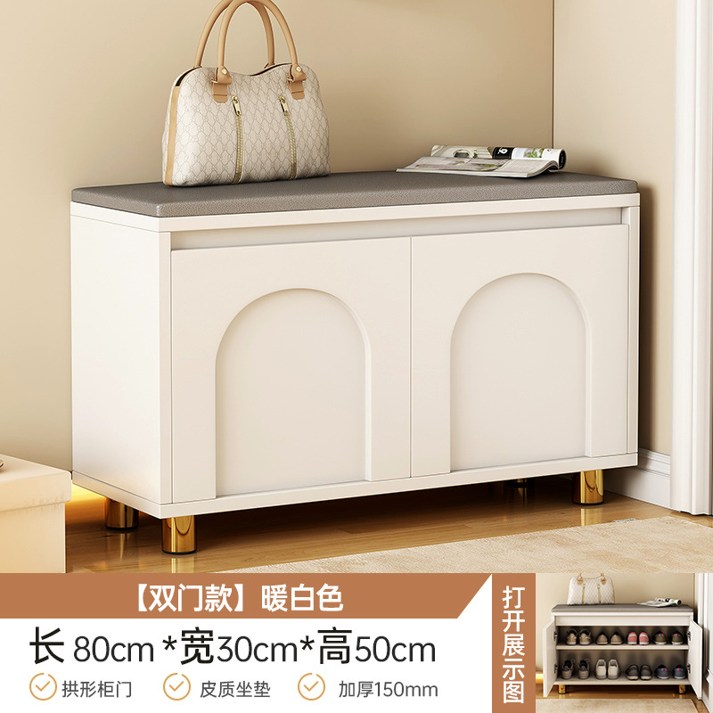 gabinete de almacenamiento de zapatos de puerta de entrada integrado contra la puerta de pared taburete de cambio de zapatos doméstico pequeño estante de zapatos a prueba de polvo multicapa interior