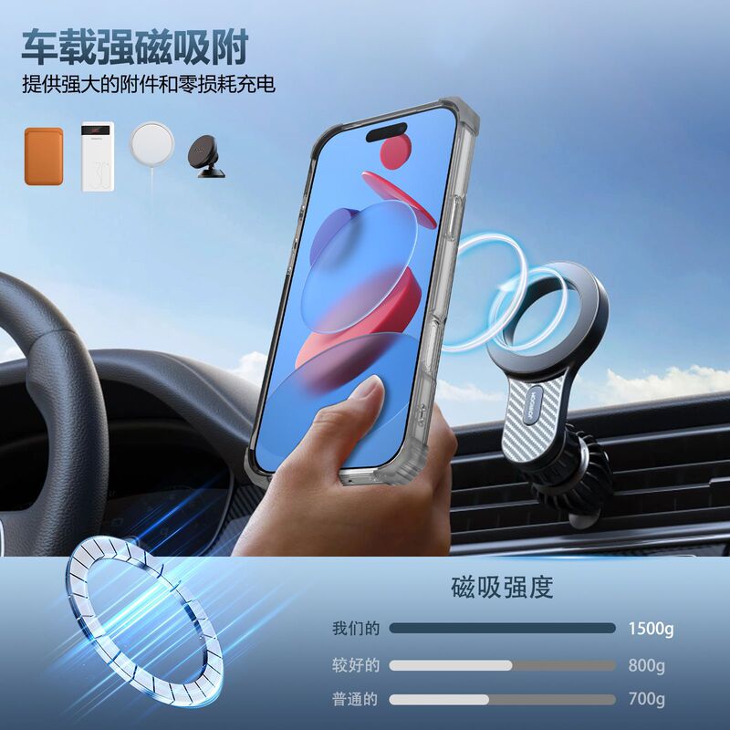 高透明で黄ばみなし、iPhone 17携帯電話ケースに最適、360度回転磁気スタンド、Apple 16落下防止保護カバー|undefined