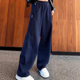香蕉阔腿裤女童秋冬加绒镰刀2025新款女童直筒弯刀休闲运动卫裤子