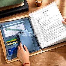 批发A4商务多功能PU文件夹拉链包公文包办公经理夹活页夹定制LOGO