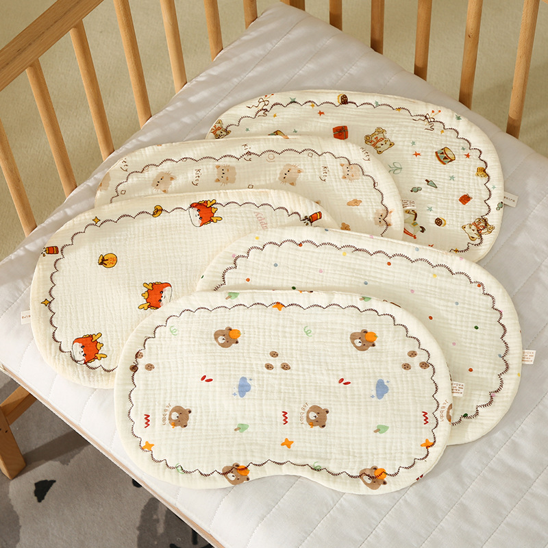 Baby pillow newborn styling pillow children's four-season gauze flat pillow 0-12 months lace pillow