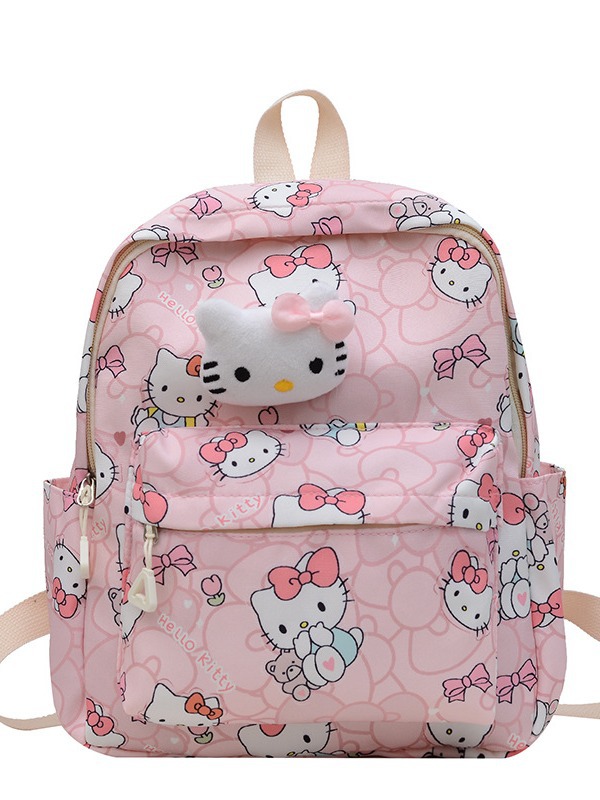 2024 nueva mochila infantil muñeca de dibujos animados bolsas de accesorios impresión mochila casual Oxford mochila guardería