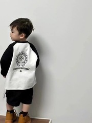 Moco Su Boys' Long-Sleeve T-Shirt 2024 Spring and Autumn Style Children's Contrast Color Top Cute and Trendy Versatile Base Shirt