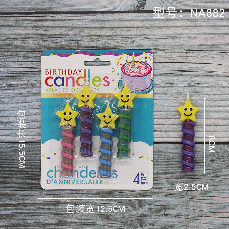 Vela de cumpleaños de dibujos animados al por mayor popular fiesta de flores oso dinosaurio donut cara sonriente vela de pastel para niños