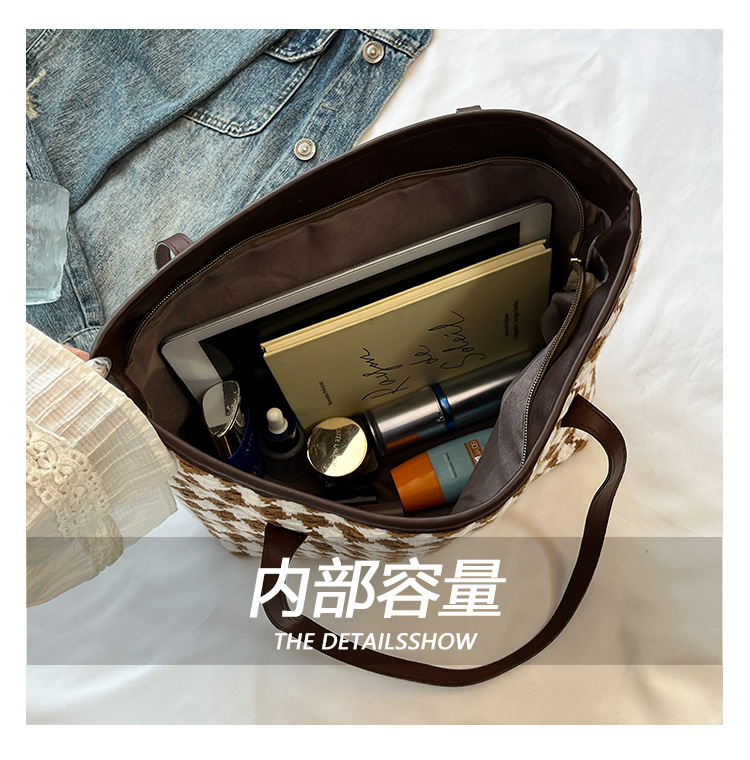 Casual commuting women's bag 2025 Spring checkered simple, stylish and trendy single-shoulder crossbody bag tote bag undefined