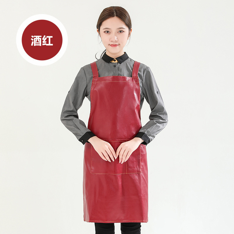 Comercio exterior PU delantal de cuero impermeable a prueba de aceite logotipo personalizado estudio barbacoa hornear cocina delantal hogar al por mayor personalizado