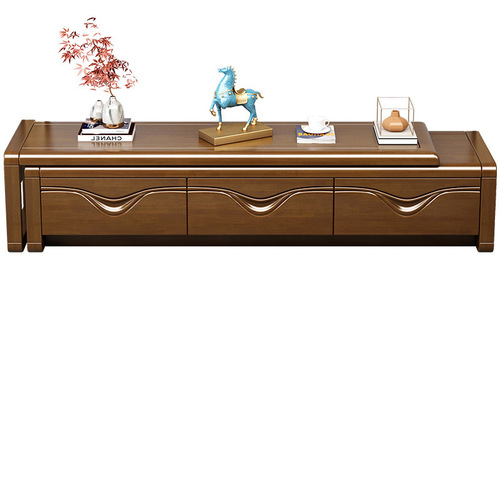 New Chinese solid wood TV cabinet modern simple retractable base cabinet coffee table combination multi-drawer Chinese living room furniture