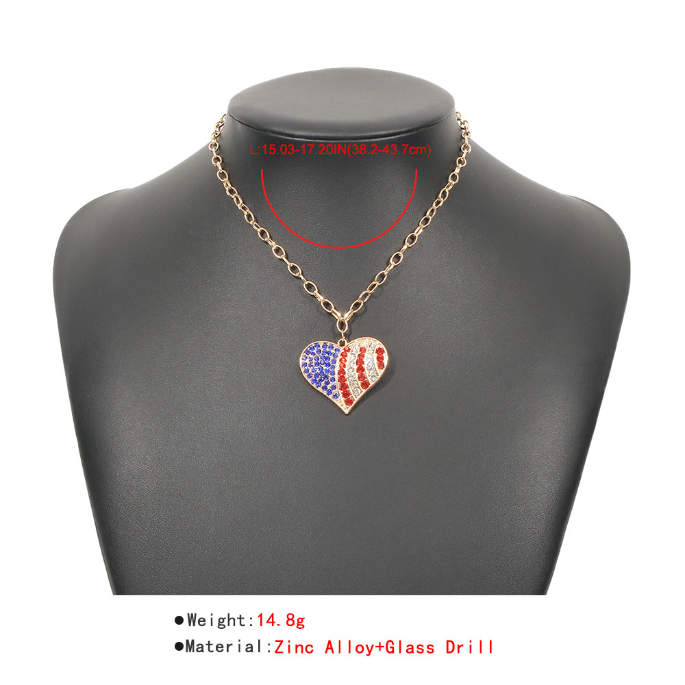 wholesale jewelry punk style heart inlaid diamond pendant necklace nihaojewelry