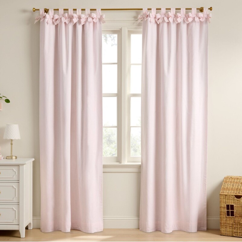 Cross-Border Curtain Finished Product Lace Bow Curtain Bedroom Curtain Romantic Korean Children's Room Curtain