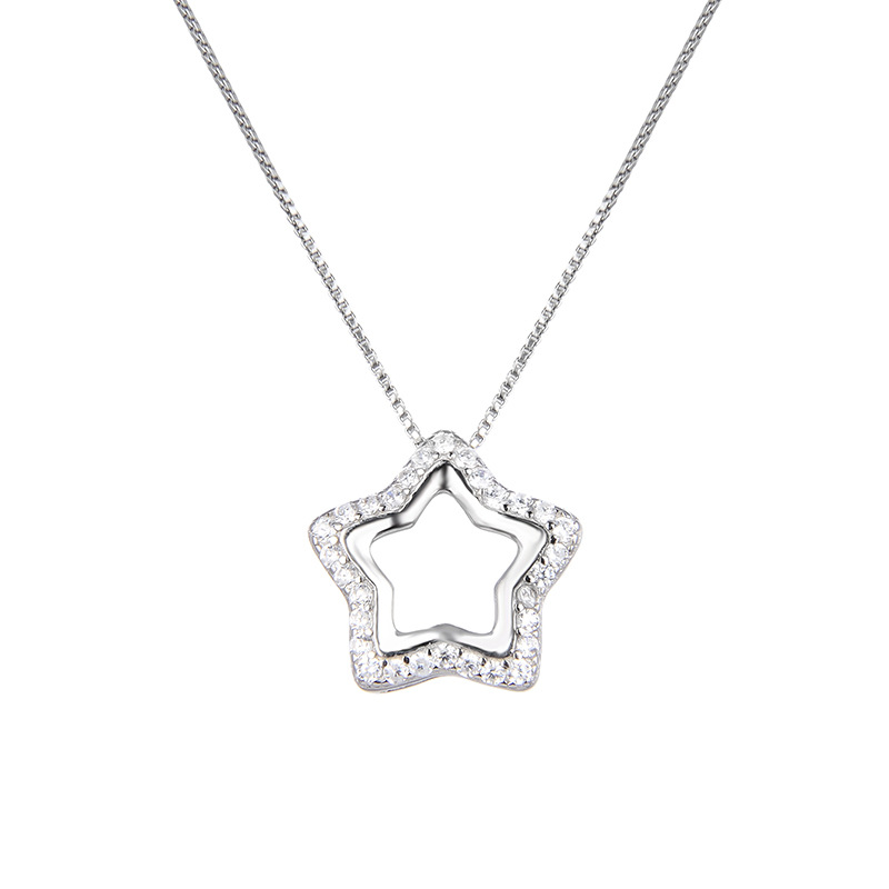 Transfronteriza nuevo popular estrella personalidad colgante Corea del Sur s925 plata esterlina diamante circón clavícula cadena femenina temperamento collar