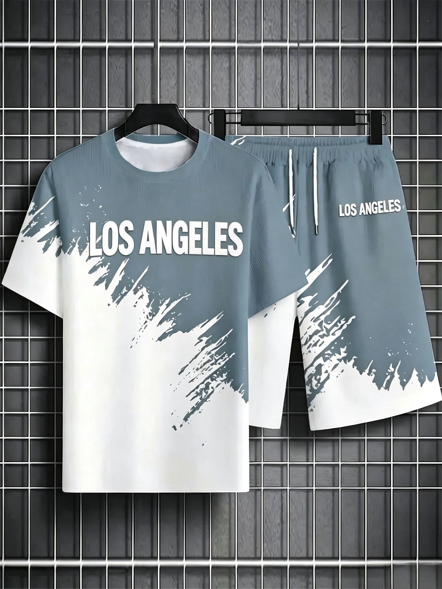 Men's Printed Short Sleeve T-Shirt And Shorts 2-Piece Set Lightweight Summer Casual Outfit Allover Pattern Lounge Wear_viptrois.com