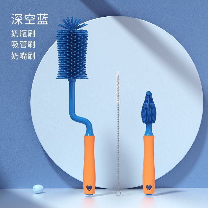 Cepillo de limpieza de botellas de silicona para bebés Cepillo de limpieza especial para bebés recién nacidos Cepillo de limpieza de tetas Cepillo de limpieza Set