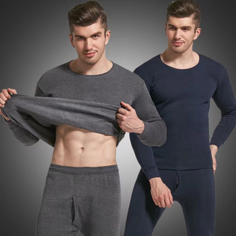 Manufacturer's Dropshipping Autumn and Winter Men's Thermal Underwear Set, Comfortable Winter Slim-Fit Thermal Tops and Bottoms with Round Neck