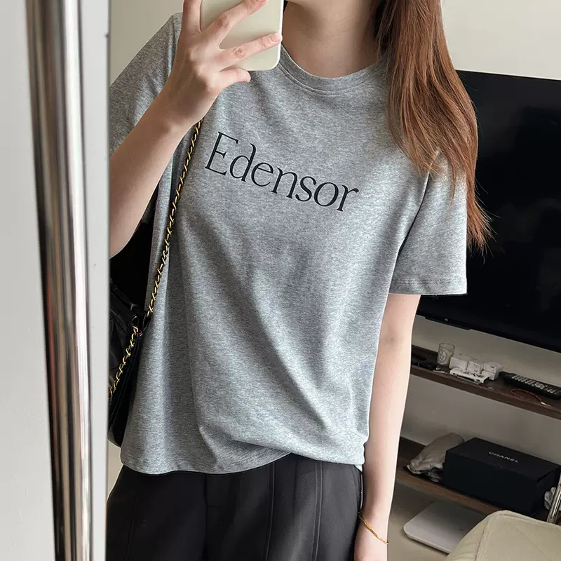 印花字母短袖T恤女2024春夏新款韩版简约宽松显瘦打底套头上衣