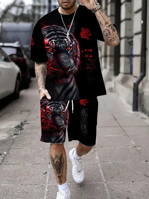 2025 nuevo producto Amazon nuevo estilo europeo y americano casual transfronterizo manga corta cuello redondo camiseta pantalones cortos traje ME5 MA04