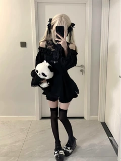 日系暗黑学院风jk制服蕾丝套装腰显显瘦连衣裙高腰短裙两件套