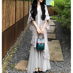 2025年見事な夏のチュールドレス女性宴会新中国禅スタイルロングスカート国民風ロングスカート夏