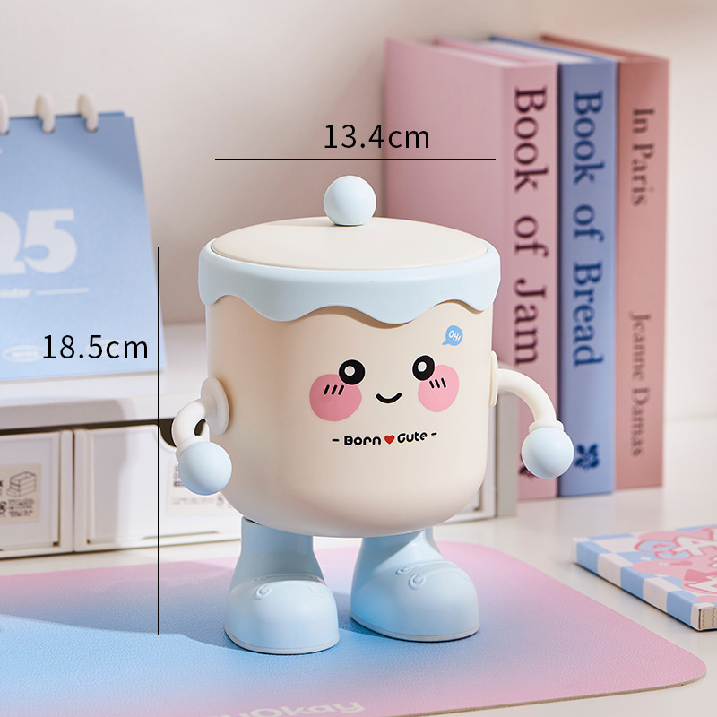 新しいかわいいデスクトップゴミ箱ミニ小型ゴミ収納箱学生寮オフィスゴミ箱蓋付き|undefined