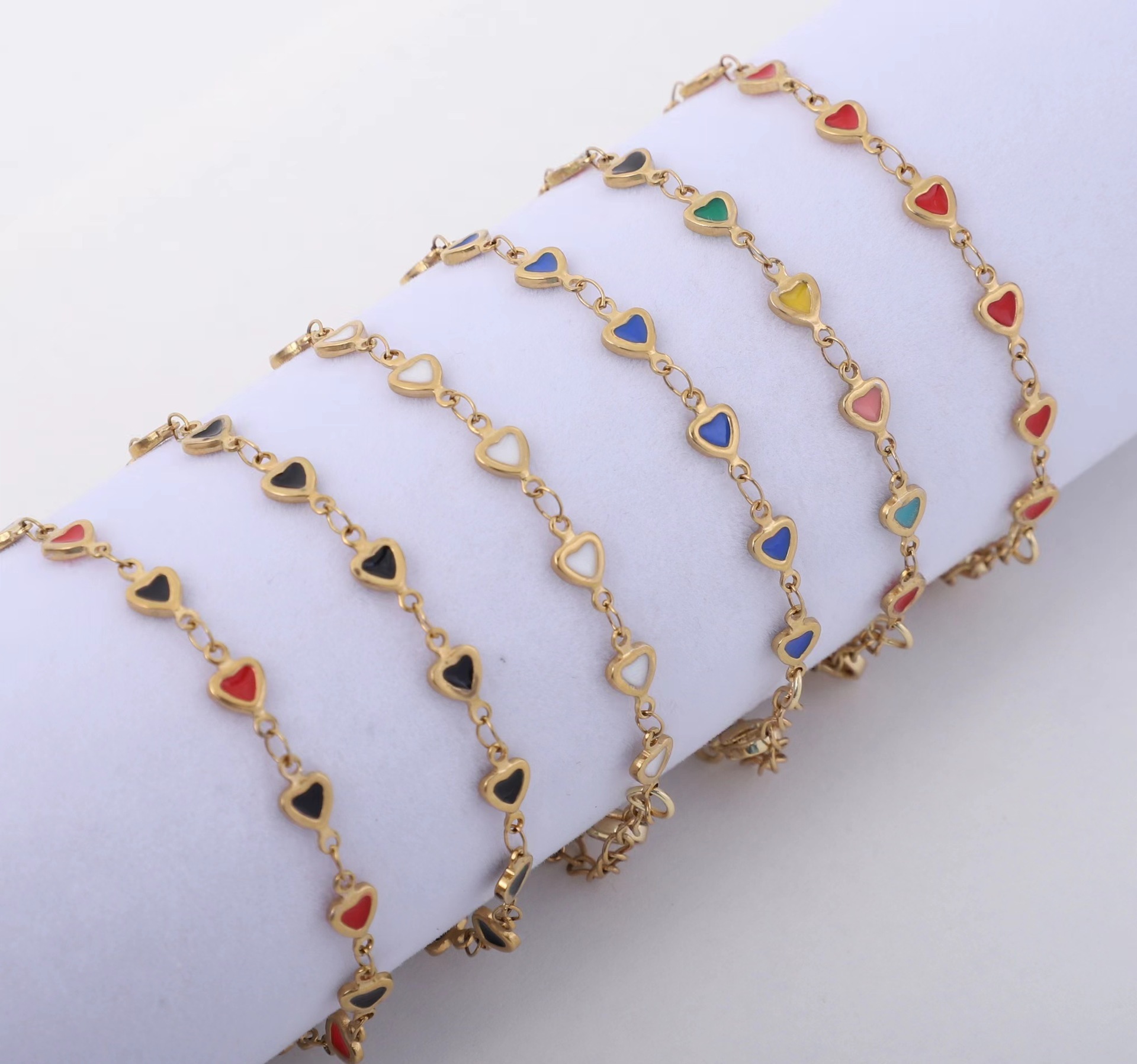 15g Weight Bracelets Classification Sweet Heart Shape 304 Stainless Steel Bracelets In Bulk