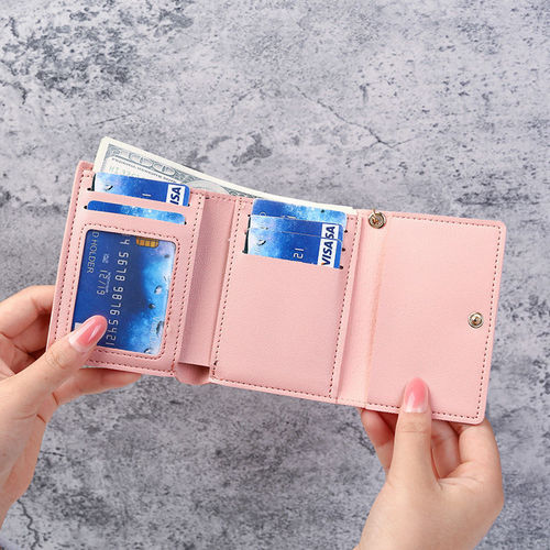 新款短款钱包女迷你学生零钱包小巧三折可爱卡夹大容量多卡位卡包
