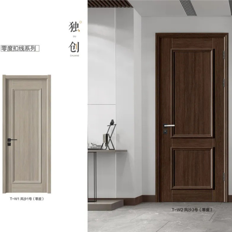 Puerta de madera dormitorio sala de fábrica puerta al por mayor moderna simple ligera de lujo doméstica sin pintura multicolor puerta de madera sólida image 4