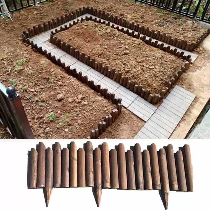 Забор для клумбы на открытом воздухе, антикоррозийное дерево, садовая клумба, цветочный пруд, украшение для пола, небольшой забор, круглый деревянный забор