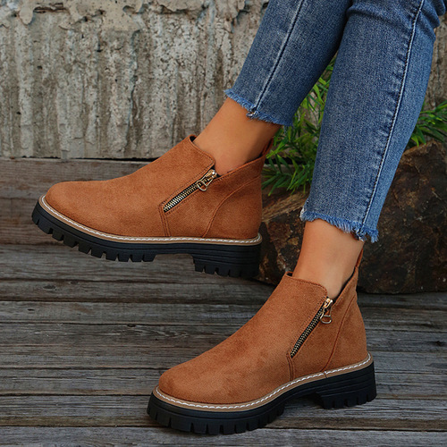 Women's Autumn/Winter New Fashion Comfortable Double Zipper Thick Heel Women's Martin Boots Women's Wholesale