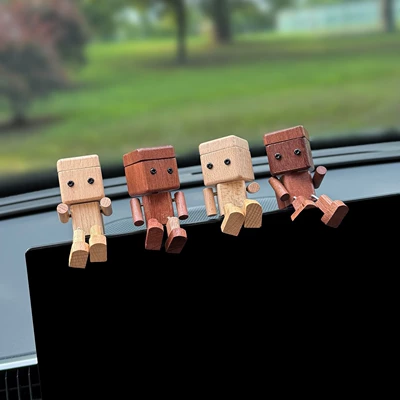 Creative wooden figurine car – Car ornaments - rocking-leg-wooden-figurines-4-pack