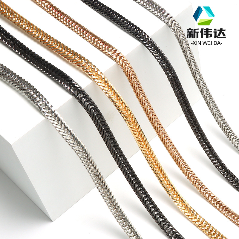 Cadena de repuesto para bolso cadena plana tipo serpiente cola de zorro correa metálica para hombro estilo simple