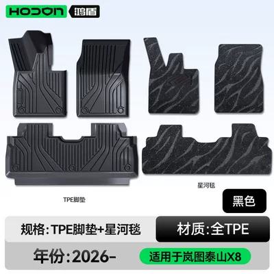 Modelə uyğun ayaqaltı New Model Car Interior Floor - lantu-taishan-x8-26-models-double-layer-foot-pad-black-tpe-thickened-black-galaxy-blanket-starlight-embellishment