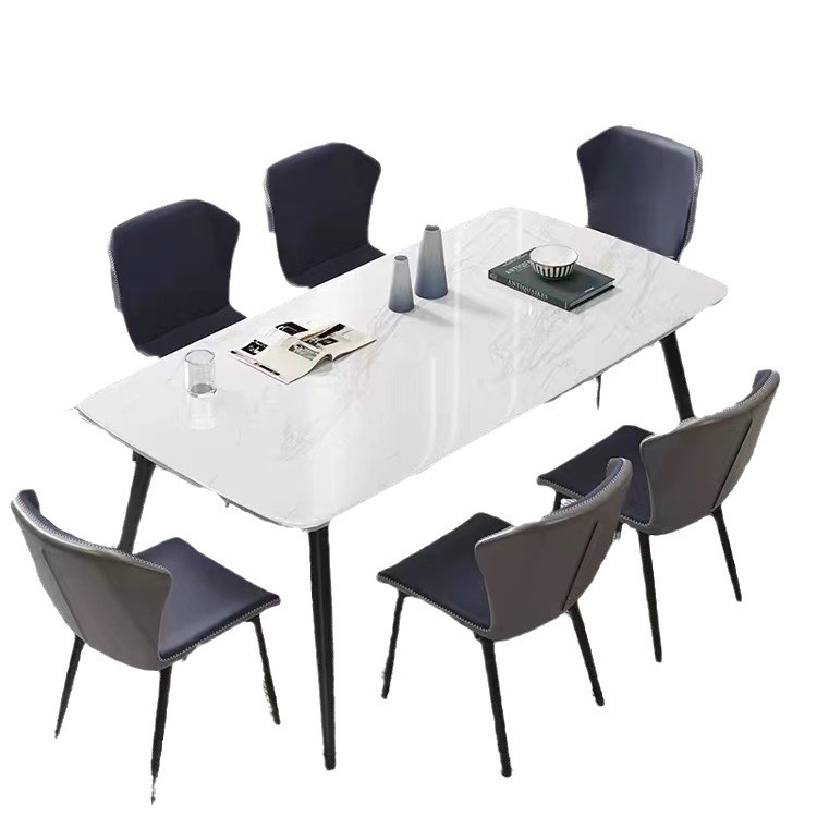 Moderna celebridad de Internet, mesa de comedor y silla de losa de lujo simple y ligera, hogar pequeño apartamento, mesa de arroz rectangular, mesa y silla italiana