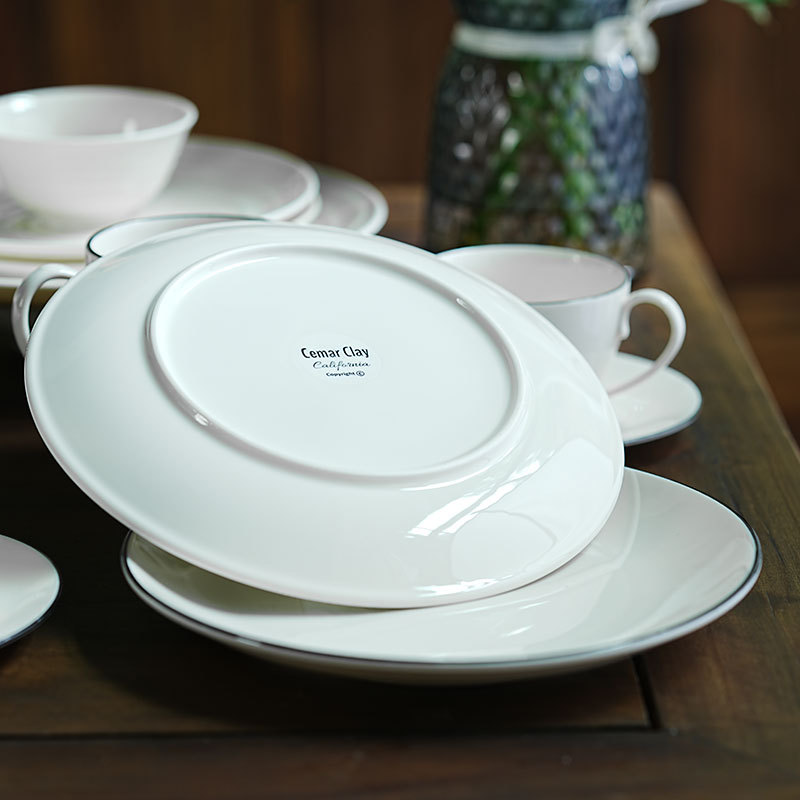 Lucang vajilla taza de café cerámica platillo plato té la tarde del hogar color sólido lujo europeo simple