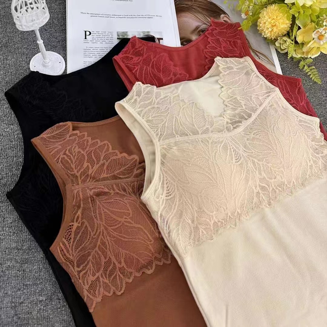 Nuevo chaleco de terciopelo de terciopelo caliente, super elástico, cómodo y cálido con almohadilla de pecho, camisa interior sin marcas gruesas