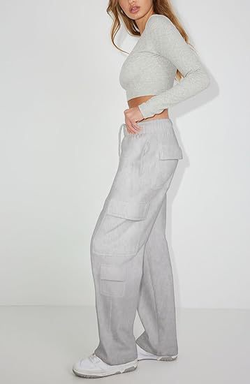 Women's Clothing New Multi Pocket Y2K Overalls Casual Loose Sports Fitness Wide Leg Pants_voghion.com