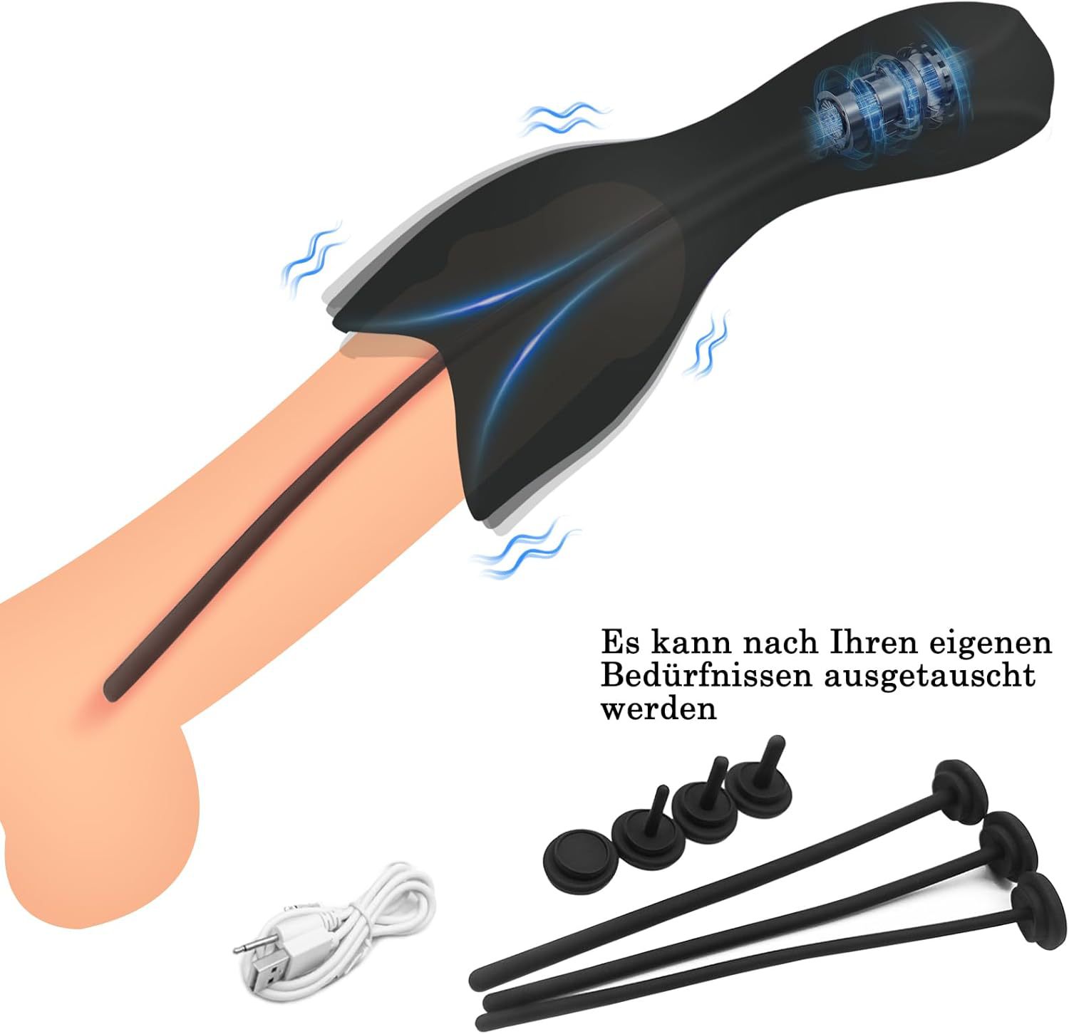 Knight Vibrating Urethra Insertion Stick with Replaceable Silicone Head, Button Control Prostate Trainer — detail image 4