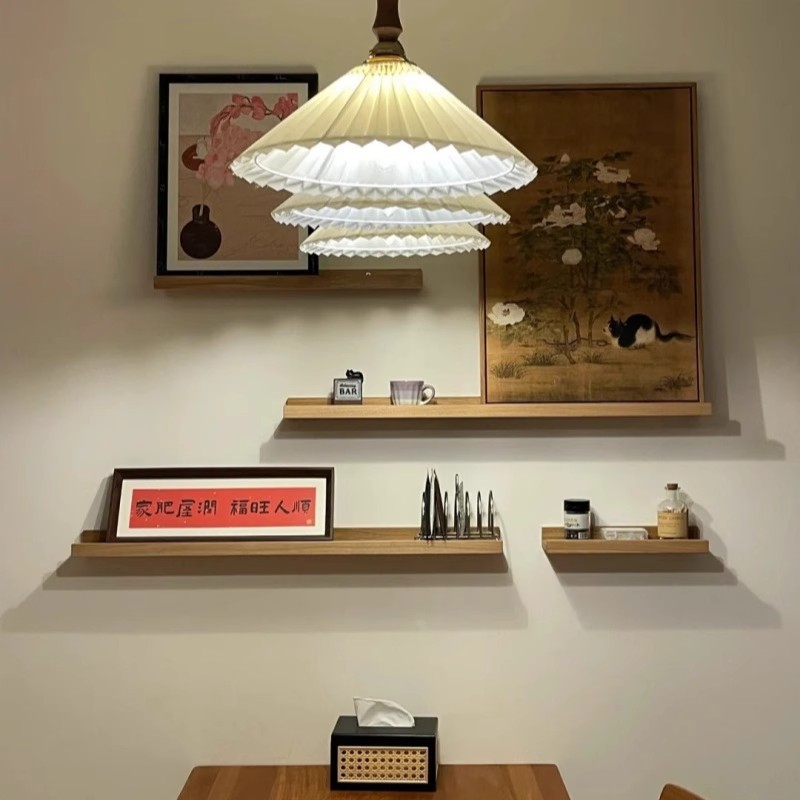 Práctico estante de pared laminado partición pared colgante pared estante de pared decoración de pared de televisión sala de estar tablero de madera en una palabra