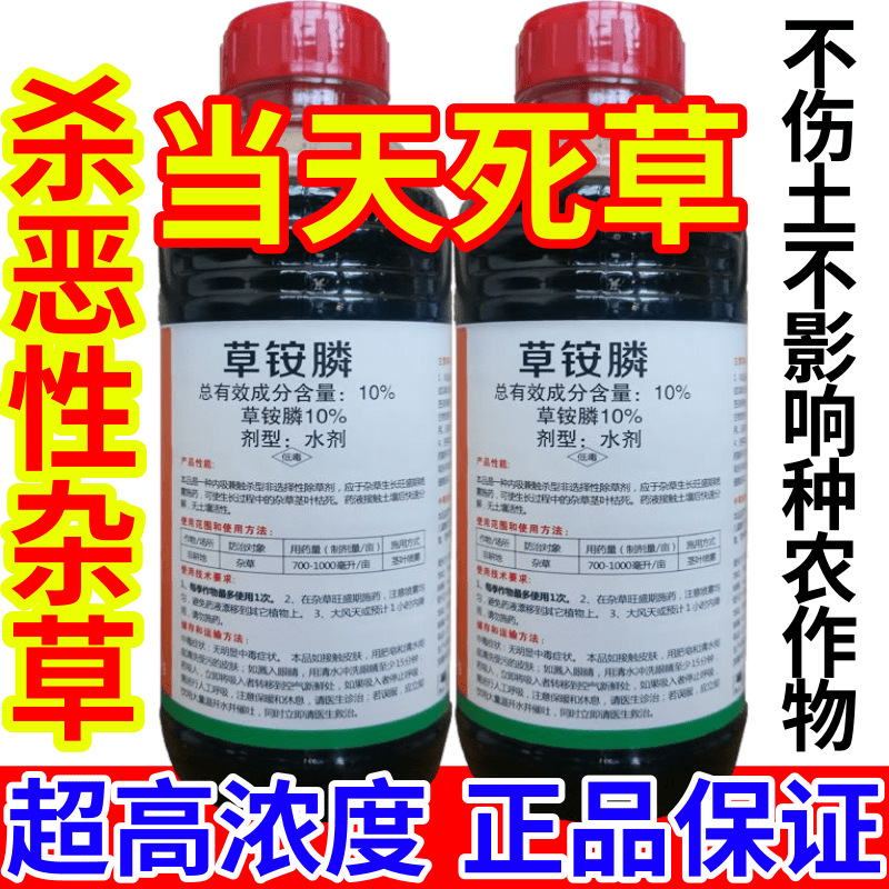 当天死草铵盐除草草安草铵磷草胺磷除牛筋草小飞蓬农药强力除草剂