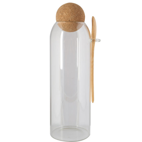 Glass Storage Jar Grain Sealed Jar with Spoon Round Cork High Borosilicate Glass Sealed Tea Jar