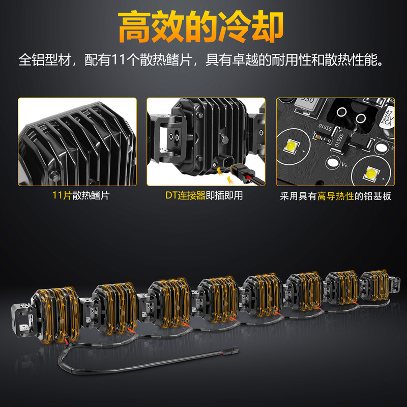 Car Roof Strip Light, Automotive Combo Spotlight, 24V/12V Compatible Single Row Tesla Welcome Light, High Beam Projector