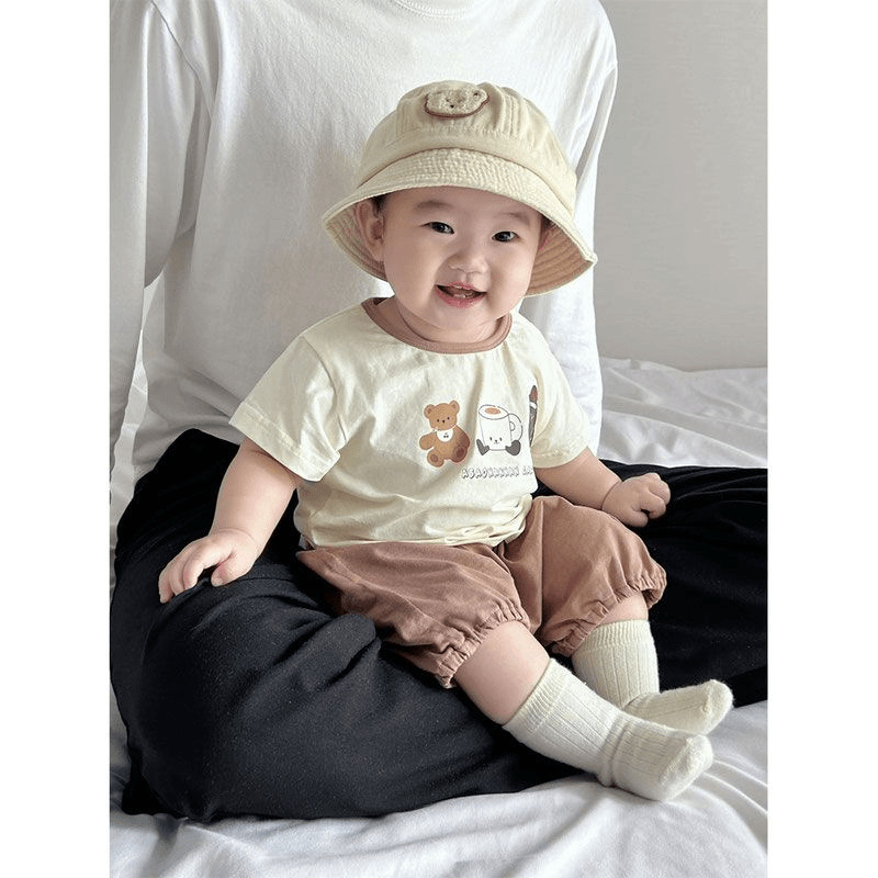ベビー服、男の子用夏用薄手スーツ、かわいい夏服、超かわいい半袖カジュアル万能大型PPパンツ2点セット|undefined