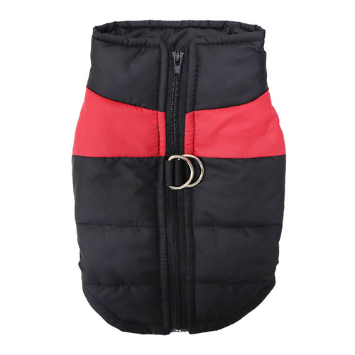 Pet dog winter warm thickened cold-proof ski suit, windproof vest, cotton-padded coat, traction jacket, down jacket.