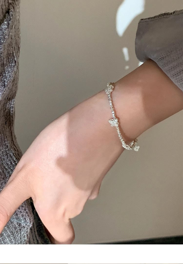 7g Weight Bracelets Classification 925 sterling silver Chain Material 1 Piece Quantity Daily Occasion 925 Sterling Silver Material Butterfly Pattern Women's Gender Beaded, Polishing Design Sweet, IG Style Style 925 Sterling Silver Bracelets Sweet IG Style 5