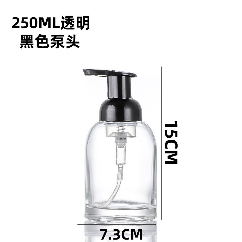 Venta al por mayor 375ml mousse espuma botella 250ml desinfectante de manos botella de espuma tipo de prensa de vidrio sub-botella burbujeador