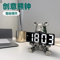 ネットレッド2025新型セット式時計暴力熊軽豪華高級時間ディスプレイリビングルームのデスクトップ置物