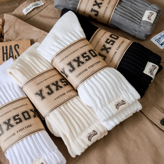 Shawn Yue Thick Line Men's Long Socks Cloth Label Cotton Socks Winter Thickened Japanese Retro Sports Couple Spring and Autumn Mid-Tube Socks