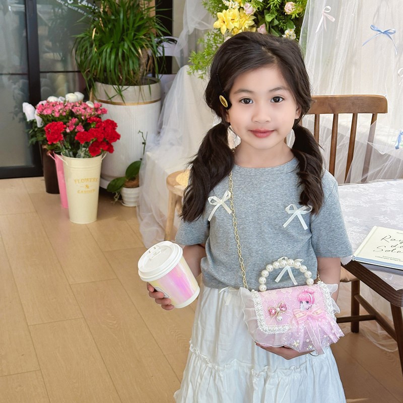 Bolso de moda infantil de perlas de sequilla primavera y verano nuevo mini bolso de cambio ropa infantil con mochila de princesa