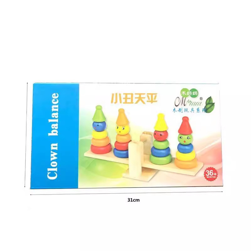 Educación temprana iluminación de madera gran escala payaso para niños collar padres-hijos columnas de bloques de construcción plegables juguetes escala