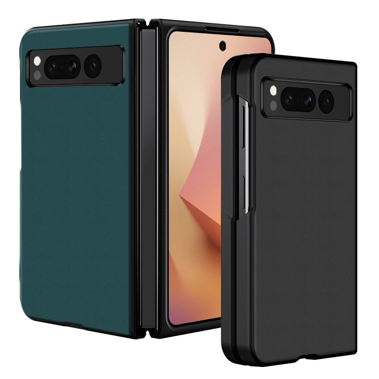 For Google PixelFold Phone Case Plain Leather Anti-fall Ultra-thin Google Folding Leather Case Leather Case