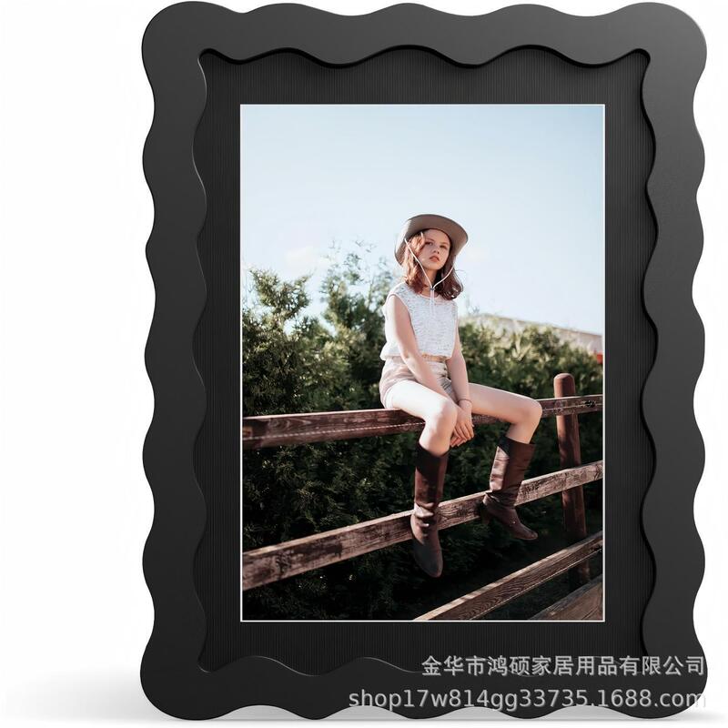 Amazon's Best-Selling Photo Frame, Customized Wavy Edge Wooden Real Glass Photo Frame, Suitable for Desktop and Wall Hanging Amazon's Best-Selling Photo Frame, Customized Wavy Edge Wooden Real Glass Photo Frame, Suitable for Desktop and Wall Hanging