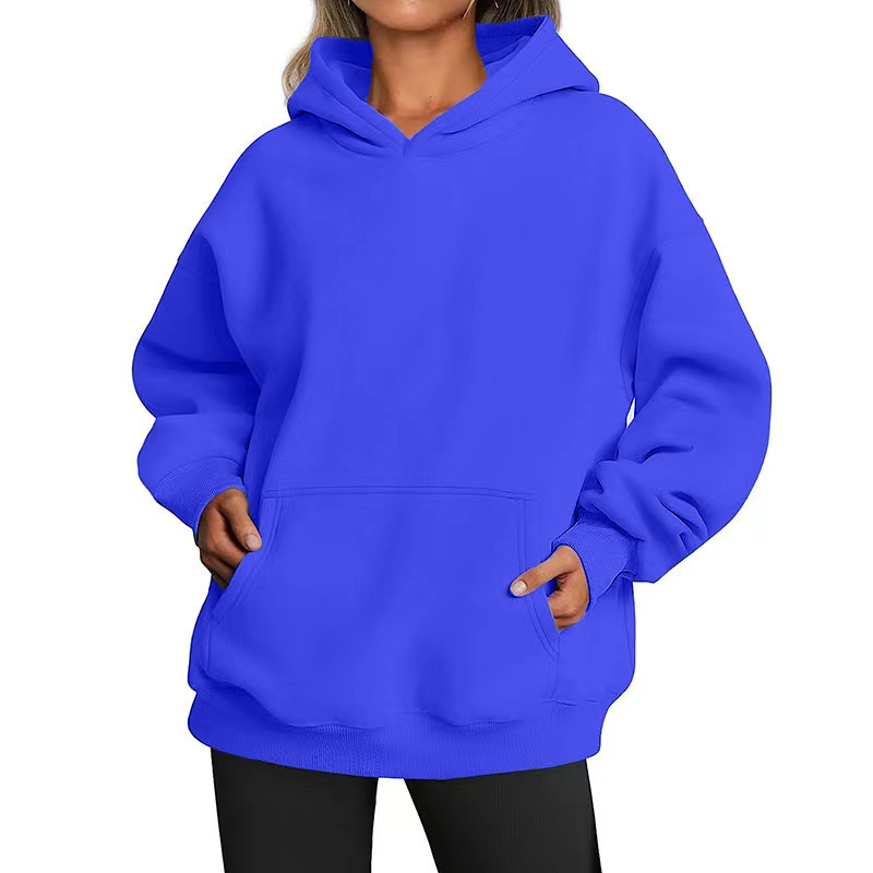 Amazon ヨーロッパとアメリカのクロスボーダー 2024 新しい女性の春と秋のフード付きスウェットシャツカジュアルポケットトップルーズプルオーバー|undefined